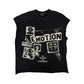Mixed Emotion "Newspaper" Sleeveless Black Tee
