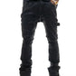 Vicious Embellished Wax Coated Black Denim Jeans with intricate embellishments and a sleek black finish
