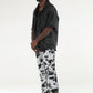 Stylo Tapestry Stacked White Black Denim Jeans, fashionable and versatile