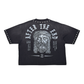 Rare Peace "No Faith" Rhinestone Black Boxy Tee