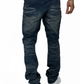 A pair of Makobi Romano Vintage Blue Denim Jeans (M1934) featuring classic distressed detailing, a high-waisted fit, and durable stitching for a timeless, stylish casual look