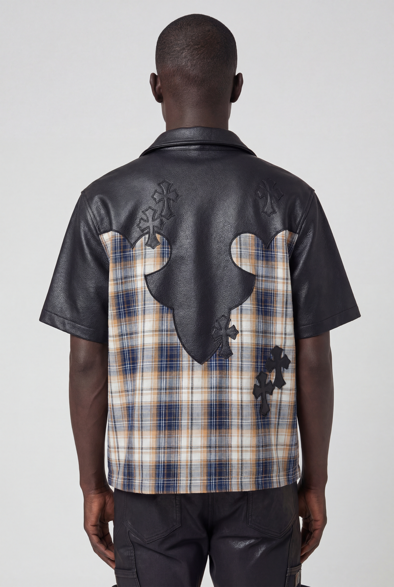 Guapi Plaid Cross Patch Button Shirt