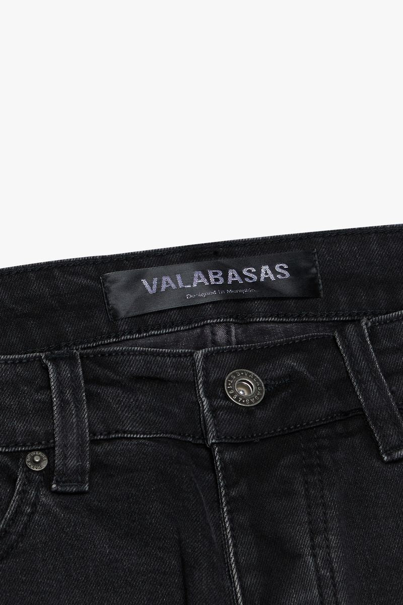 Valabasas Prowl Black Washed Straight Denim Jeans VLBS-VJ6-1007 on a model walking
