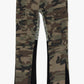 Heavy-camo patterned stacked flared denim jeans from Valabasas Commander 30 collection