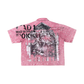 Rare Peace "All Over Angel" Rhinestone Dust Pink Zip Down Shirt (RJ6062)