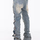 Guapi Vintage Blue Cross Buckle Denim Jeans