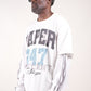 Paper Money "247" Rhinestones White Layered Long Sleeve