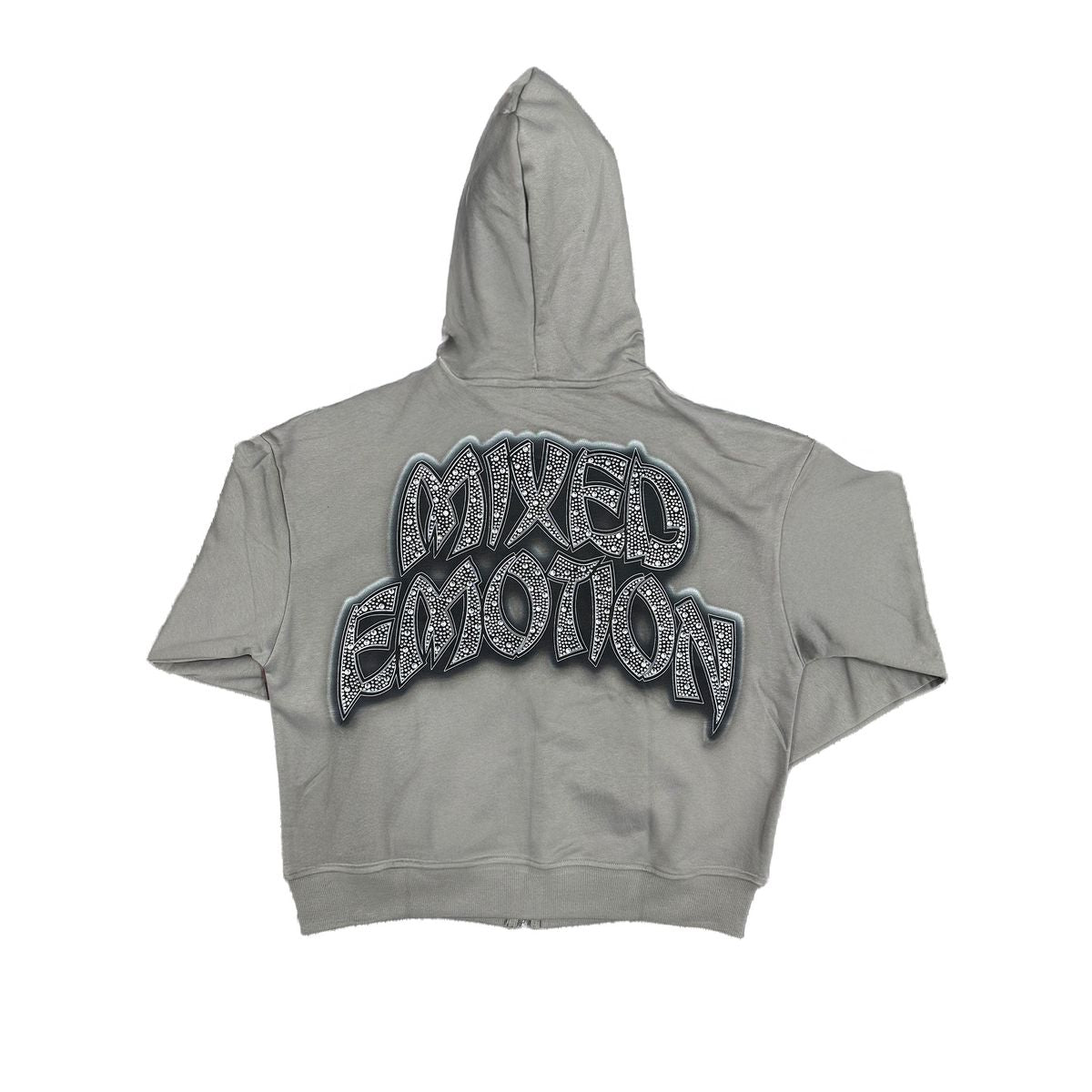 Mixed Emotion "Last Ride" Grey Rhinestone Zip Up Hoodie