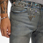 Valabasas "Ion - 33" Inseam" Dark Dirty Blue Waxed Stacked Denim Jeans