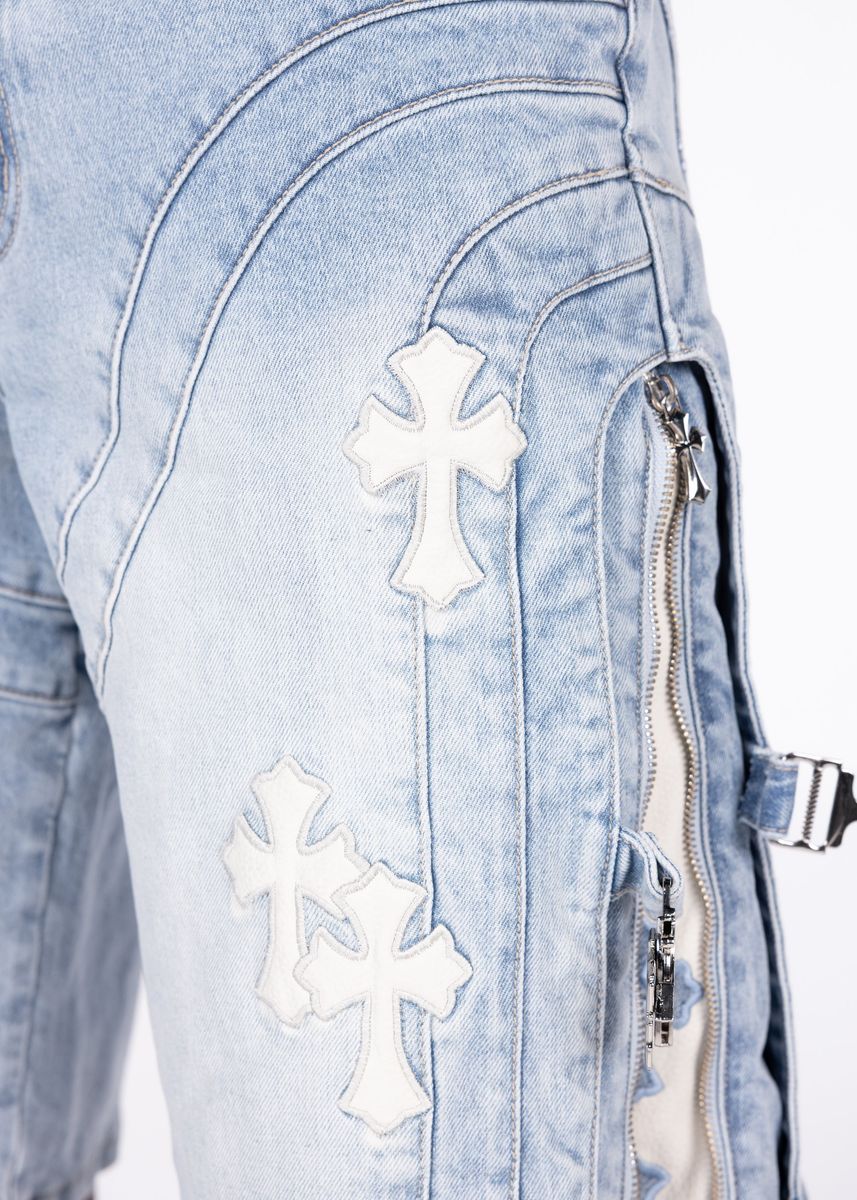 Guapi Aqua Blue Cross Buckle Shorts