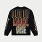 Black wash long sleeve T-shirt with ALL GAS, NO BRAKES slogan, crafted from 10oz fabric, includes numbered edition and stone embellishments