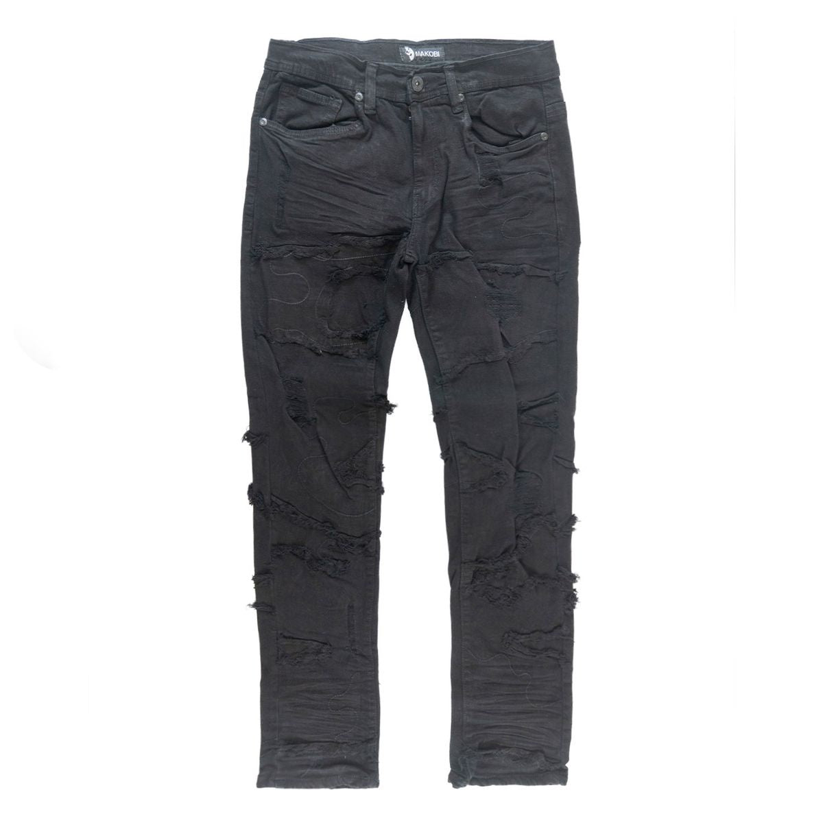 Makobi Amato Black/Black Jeans with distressed details and skinny fit
