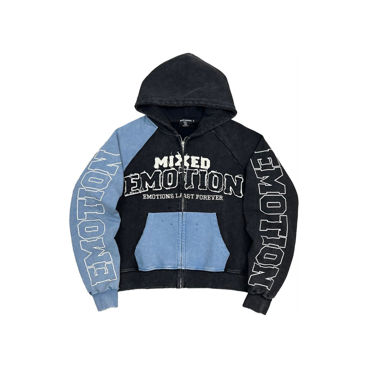 Mixed Emotion "Split Decision" Black/Blue Zip Up Hoodie