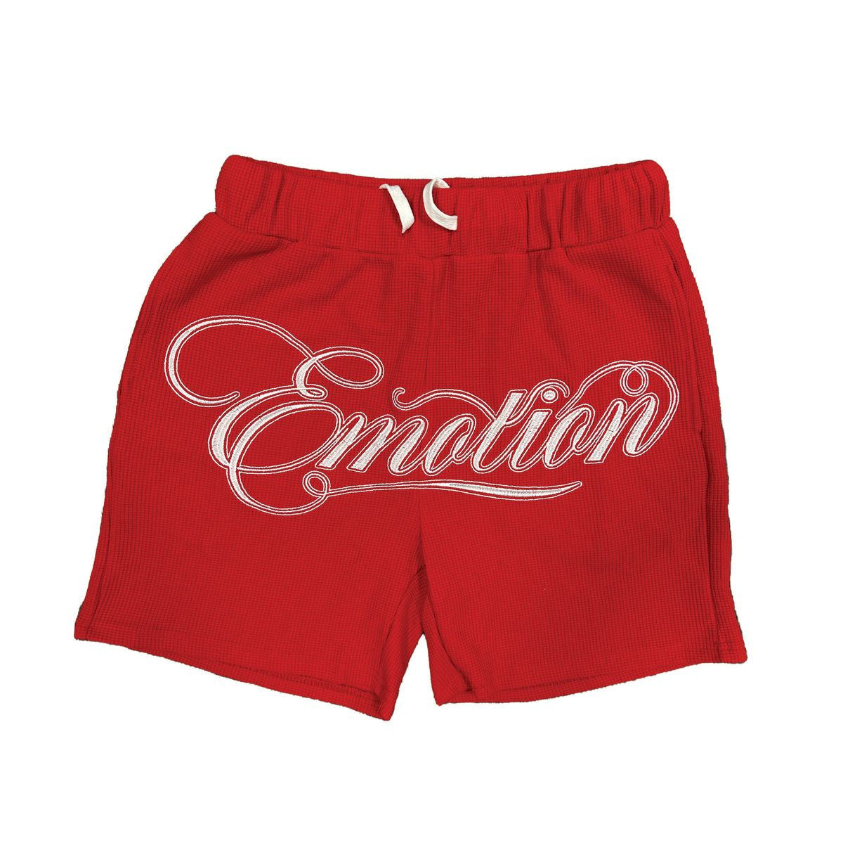 Stylish red shorts with signature branding for casual and sporty look