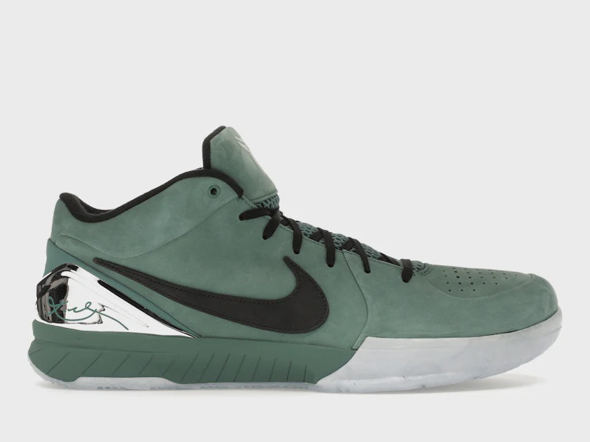 Nike Kobe 4 Protro - Girl Dad (FQ3545-300) basketball shoes in green and gold colorway with black accents and Kobe Bryant logo on the heel