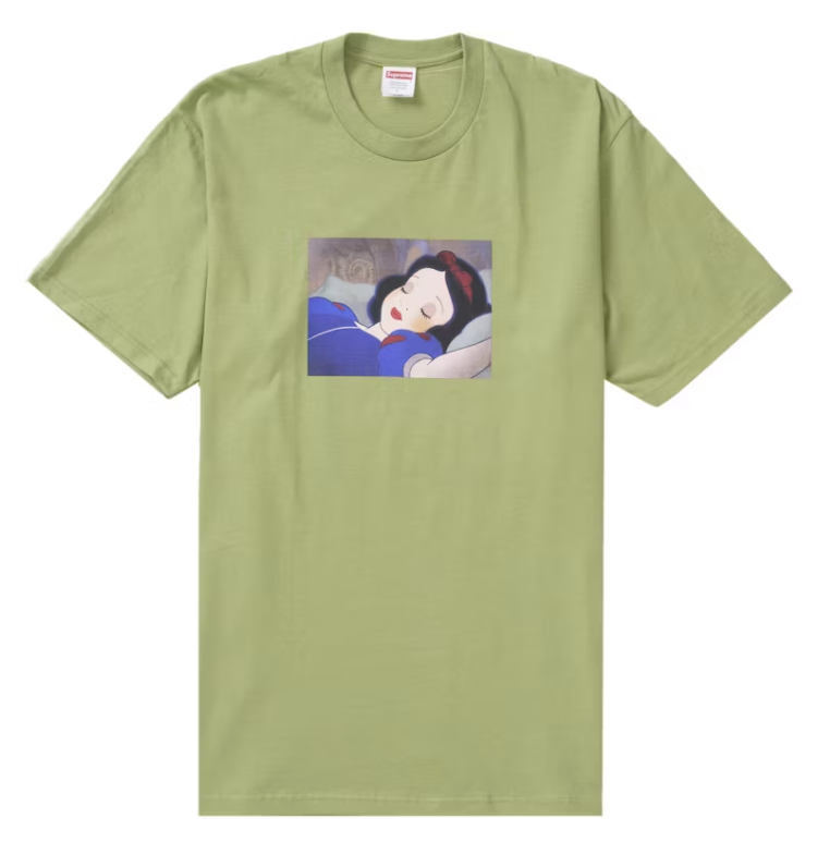 Supreme Snow White Tee - Moss - A high-quality, short-sleeve t-shirt featuring a clean, white design with the Supreme logo in moss green