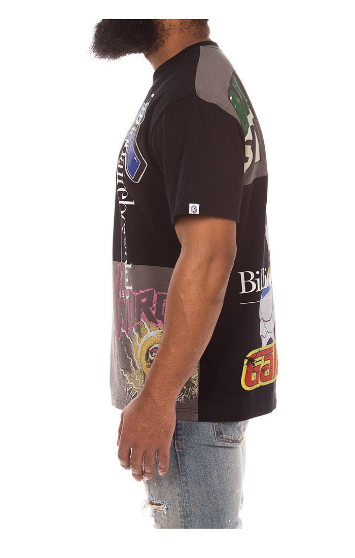 Detailed image highlighting the textured fabric and oversized silhouette of the Billionaire Boys Club black knit top