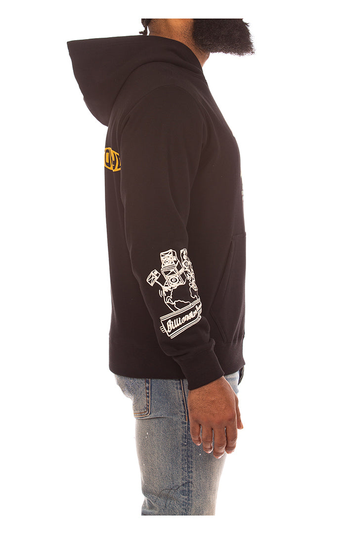 Full view of the BBC Black BB Motion Hoodie highlighting its casual fit and sleek style