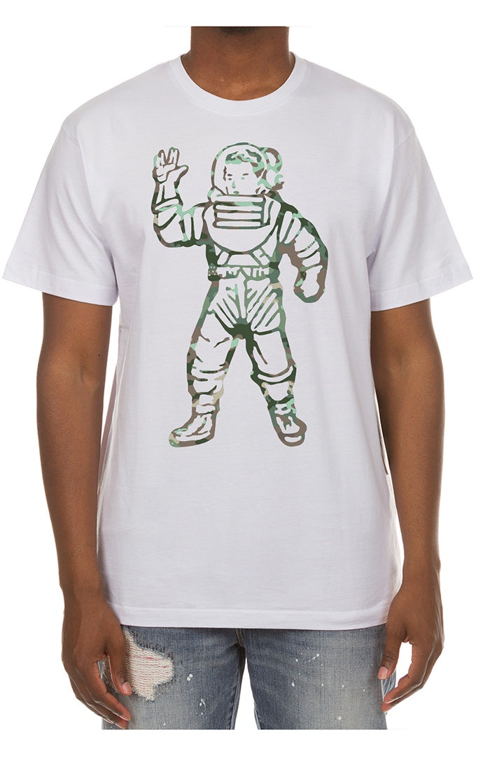 Long-sleeve white T-shirt featuring a BB Astro Camo design from Billionaire Boy's Club, style number 851-3210