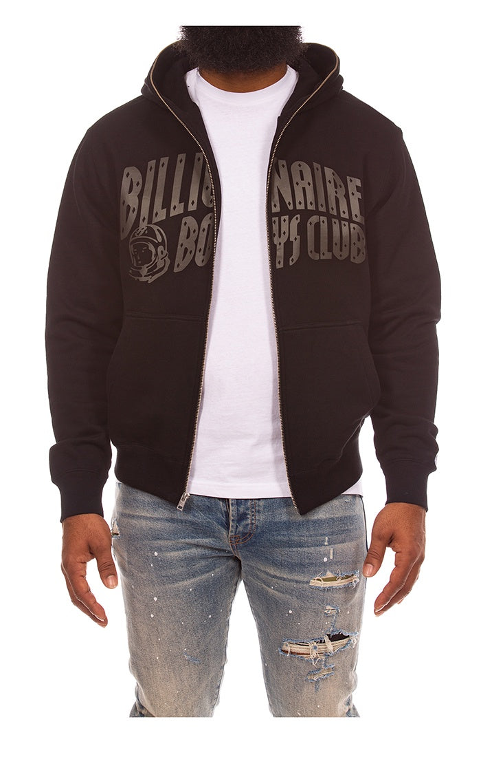 Black Billionaire Boy's Club BB Curve Zip Up Hoodie with front zipper closure
