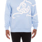 Ice Cream Biggie Cerulean Blue Hoodie front view, with Kangaroo pocket and drawstring hood