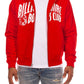 Bold red Billionaire Boy's Club BB Curve zip-up hoodie with front zipper and logo design