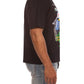 Billionaire Boy's Club black short-sleeve knit top with logo graphics and modern crop cut