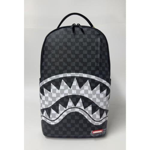 Sprayground Black & White Drip Check Shark Backpack (B8553)