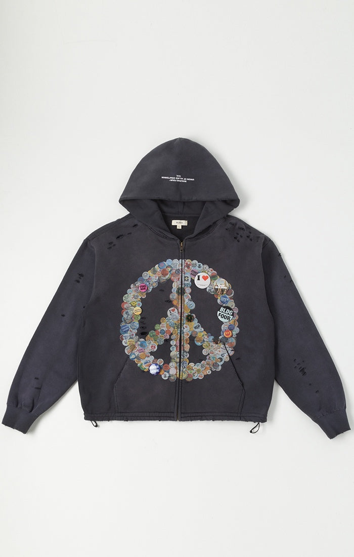 BLDG4 La Chateau Zip Up Hoodie - Charcoal Art (C61-1304)