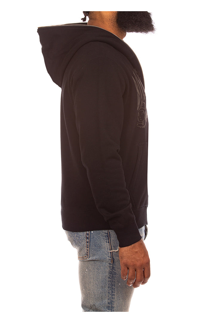 Full view of the black Billionaire Boy's Club hoodie showcasing its fit and style