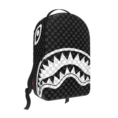 Sprayground Black & White Drip Check Shark Backpack (B8553)