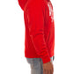 Front view showcasing the full-length zipper and iconic logo on the Billionaire Boy's Club hoodie in red