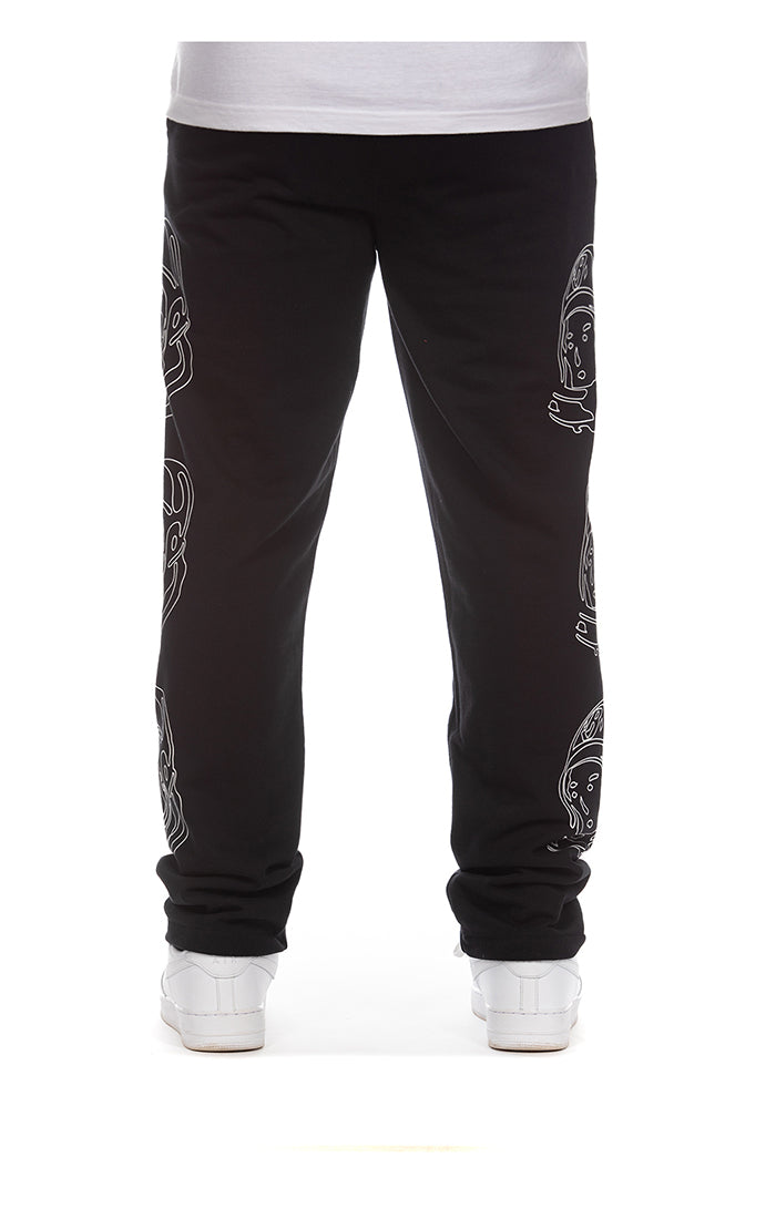 BBC Black BB Helmet Line Sweat Pants (841-8108) on a man running on a track 