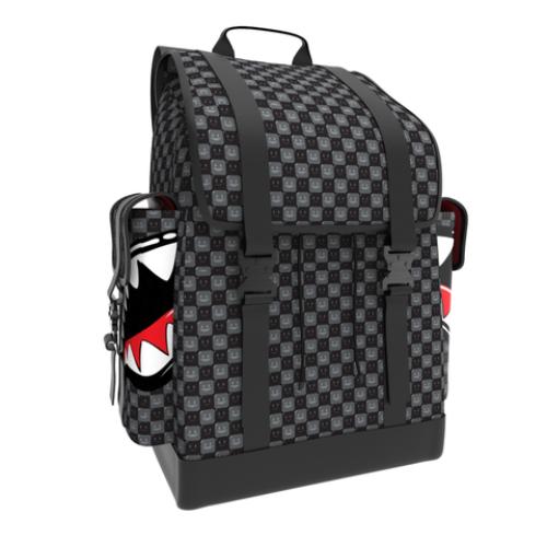 Sprayground Sharks In Paris WTF Bubbly Black Check Monte Carlo Backpack (B9311)
