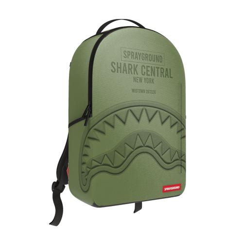Sprayground Shark Central Embossed Green Nylon Backpack (B9628)