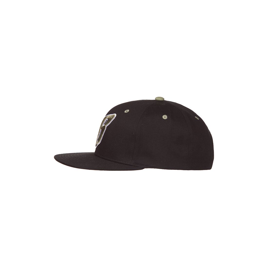 Top view of the BBC Black BB Flying B Snapback Hat (841-1801) displaying the structured crown and flat brim