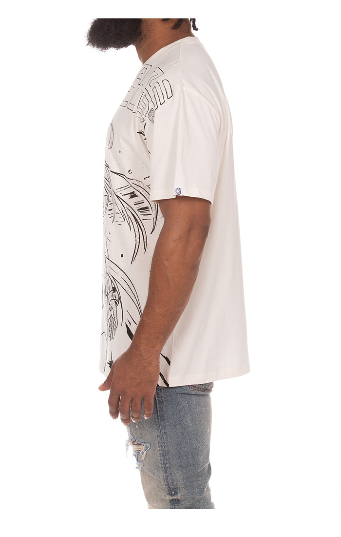 Front view of the Billionaire Boy's Club Gardenia BB Anime SS Knit highlighting the classic crew neck 