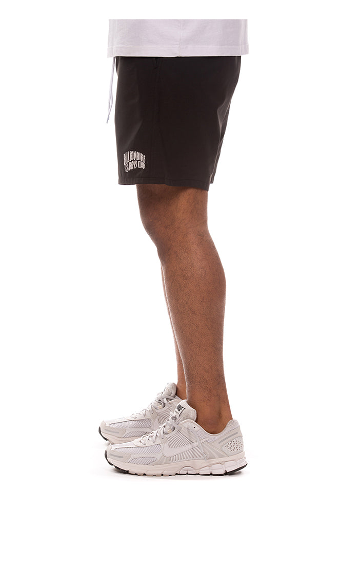 Close-up of the black fabric material and stitching on BBC Black BB Curve Shorts, Style 851-4101