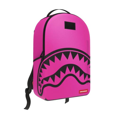 Sprayground Shark Central White Stencil Shark Pink Nylon Backpack (B9632)
