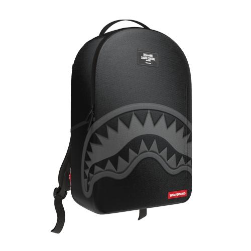 Sprayground Shark Central Black Nylon Gray Embossed Backpack (B9636)