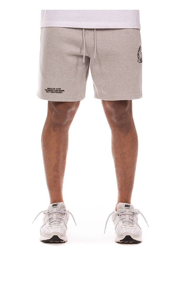 Billionaire Boy's Club Heather Grey BB Helmet Shorts with style number 851-4105, featuring a comfortable and casual design for boys