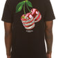 A black short-sleeve T-shirt featuring the Ice Cream Quarters graphic design, style 451-3202