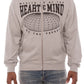 Heather grey zip front hoodie with BBC logo and HMU design