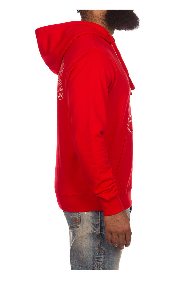  Front view of the BBC Racing Red BB Line Helmet Hoodie (841-8303) showcasing the bold red color and logo 