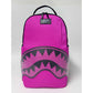 Sprayground Shark Central White Stencil Shark Pink Nylon Backpack (B9632)