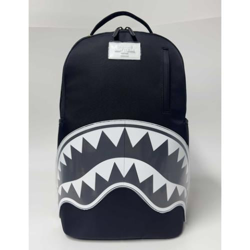 Sprayground Shark Central White Stencil Shark Black Nylon Backpack (B9634)