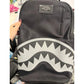 Sprayground Shark Central Black Nylon Gray Embossed Backpack (B9636)
