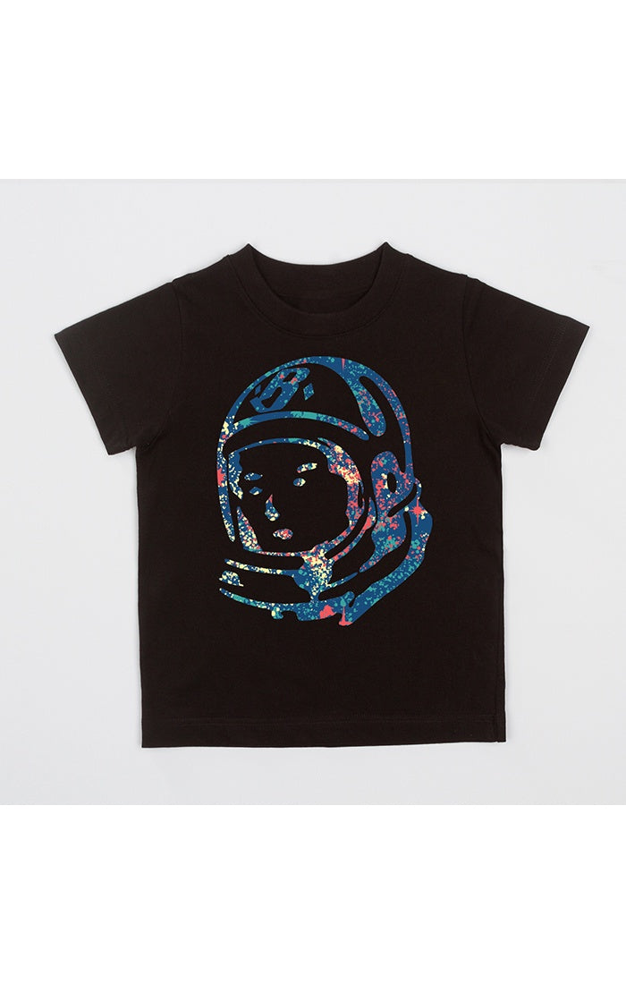 Kids black BBC Black BB Helmet short sleeve tee with striking design