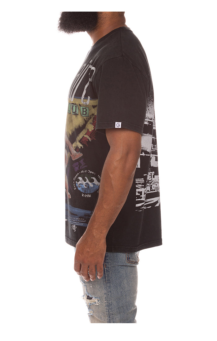 Close-up of BBC Black BB Sighting long sleeve oversized knit shirt showcasing detailed design and soft fabric
