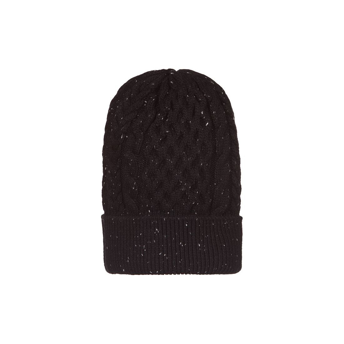 Black cable knit beanie with ice cream logo embroidery detail